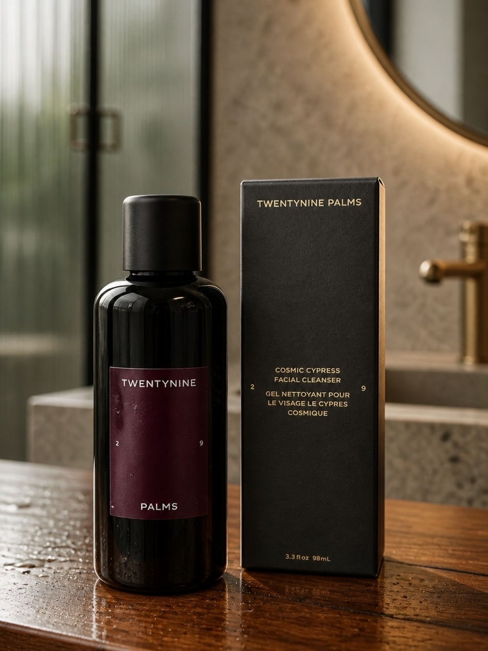 TWENTYNINE PALMS Cosmic Cypress Facial Cleanser - Black & Deep Burgundy Bottle